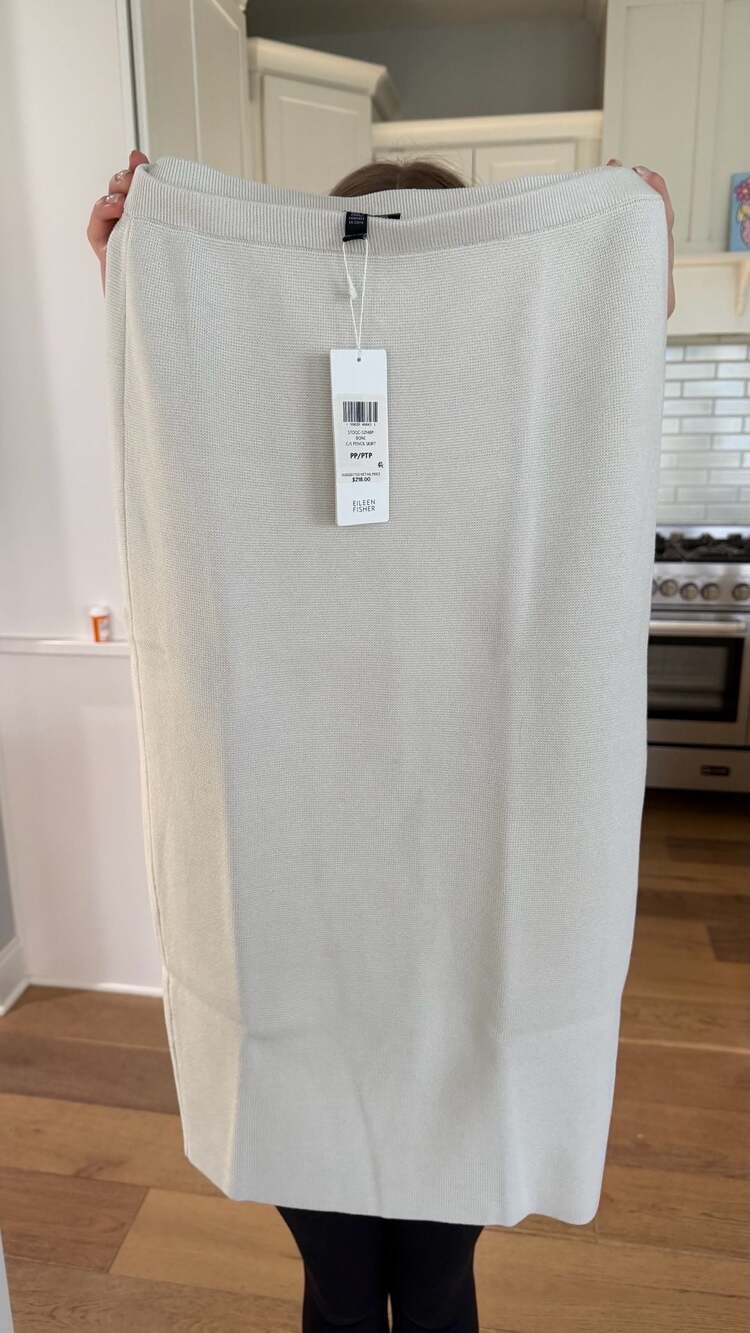 Eileen Fisher Silk & Organic Cotton Interlock Pencil Skirt Bone Size Pp